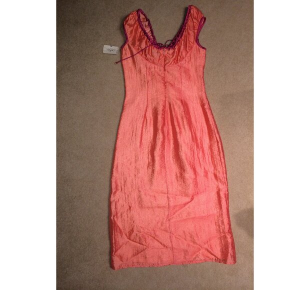 ABS by Allen Schwartz Orange Salmon Cocktail Sun Causal Dress Size Large NWT - Picture 4 of 10